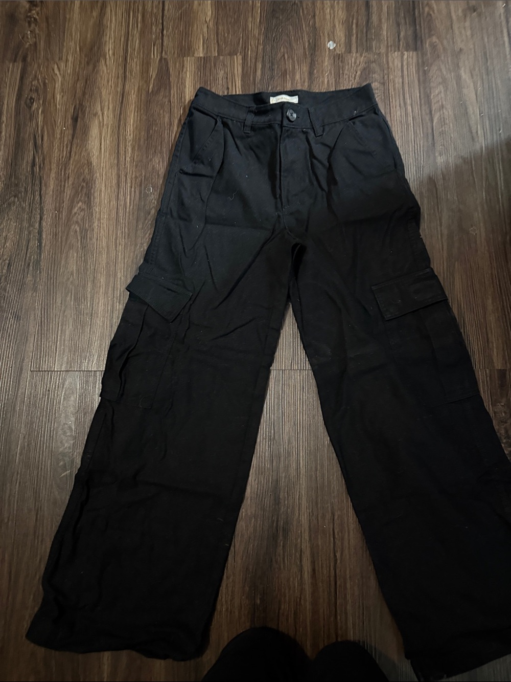 TNA Black Wide-Leg Cargo Jeans for Women